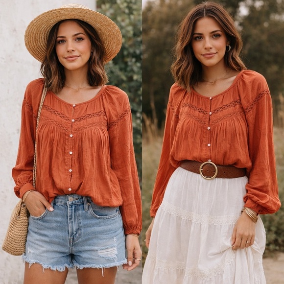 Old Navy Tops - Old Navy Women's Terracotta Blouse 07-0256